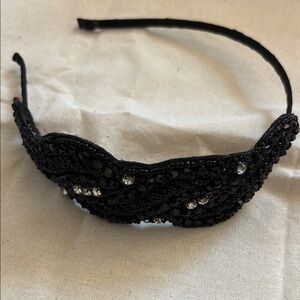 Elegant Black Beaded Headband